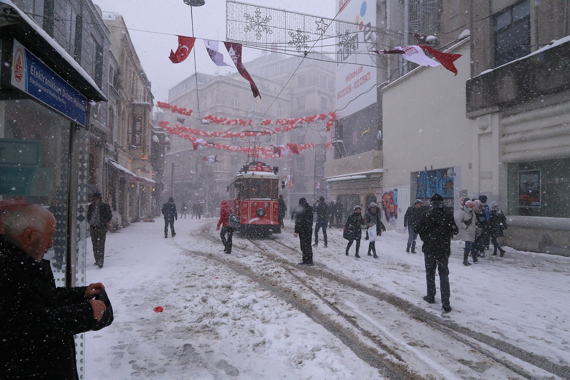 A nostalgic tram on İstiklal Avenue, Istanbul
